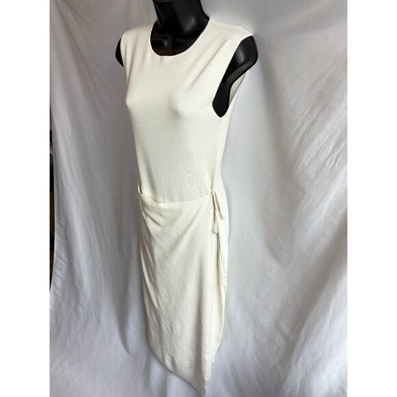 Banana Republic Cream Midi Dress Wrap Size S Classy Formal Career Cocktail Event - Picture 5 of 12